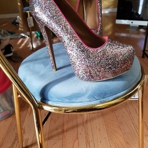 Multi color glitter heels